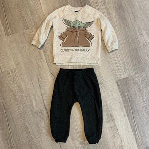 Baby Boy Baby Yoda Fleece Top & Bottom Set